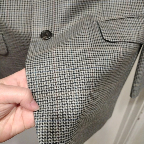 Chaps Men's Multicolor Hounds tooth Silk & Wool Blend Blazer Jacket Size 40S - Picture 4 of 9